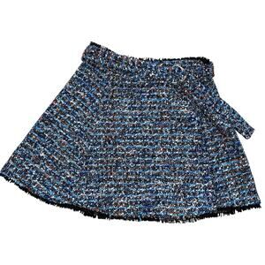 Lovers + Friends Aiden Blue Multi Tweed Belted Mini Skirt Medium